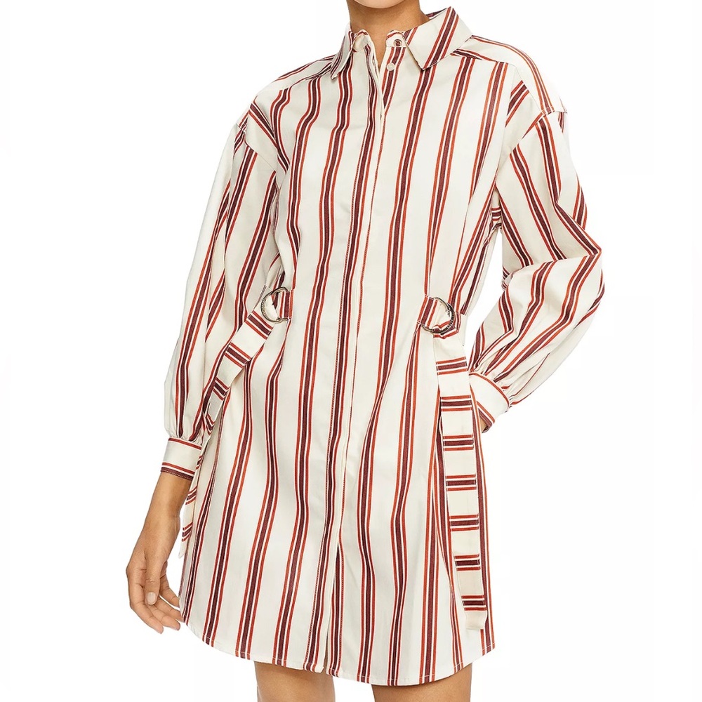 Ted Baker Kaate Long Sleeve Stripe Cotton Blend Shirtdress Size 3